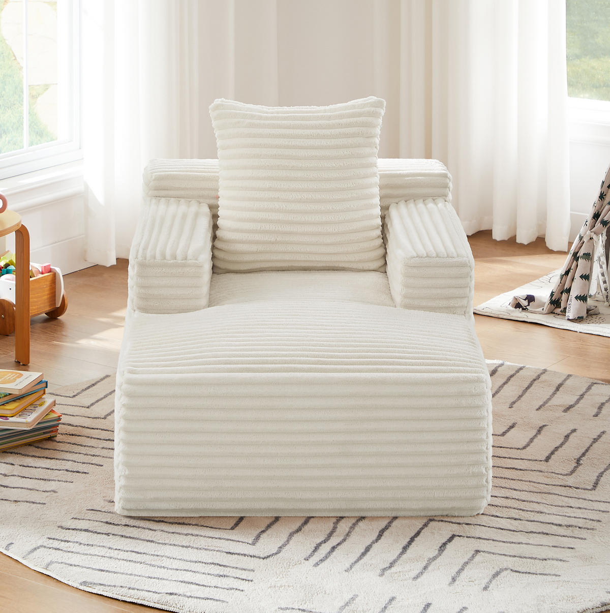 CHAISELONGUE aus Cord Beige - Beige, Kunststoff (81.03/49.78/116.84cm) - Meubliv