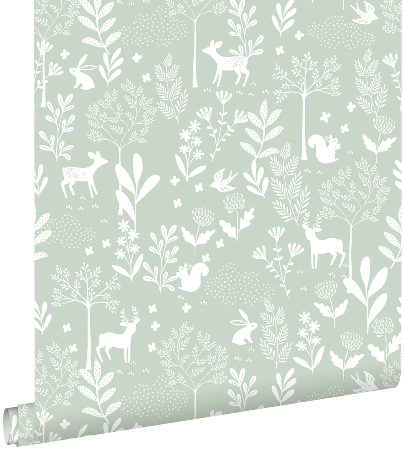 TAPETE Wald mit Waldtieren 53 cm x 10.05 m - Grün, Papier (53/0.1cm) - ESTAhome