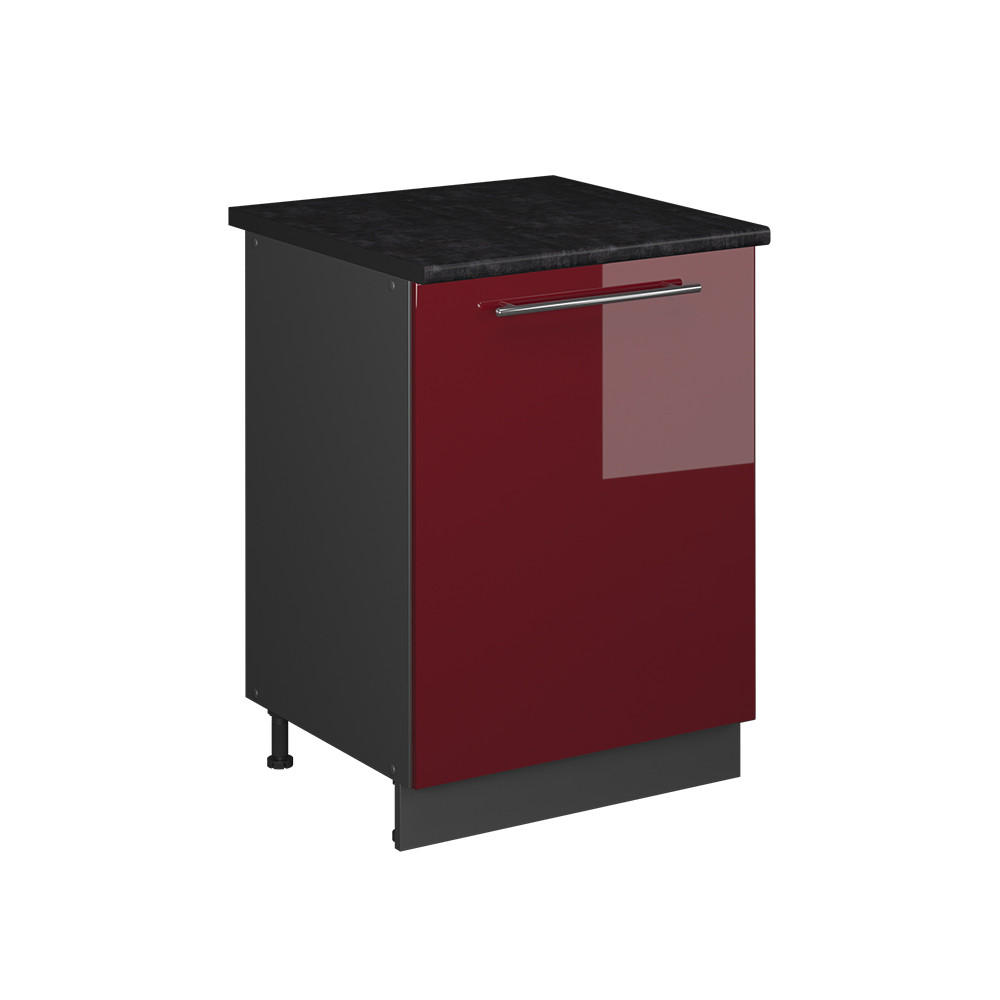DISKBÄNKSSKÅP Fame-Line, Bordeaux högblank/antracit, 60 cm Bordeaux, Antracit 82/60/60 cm