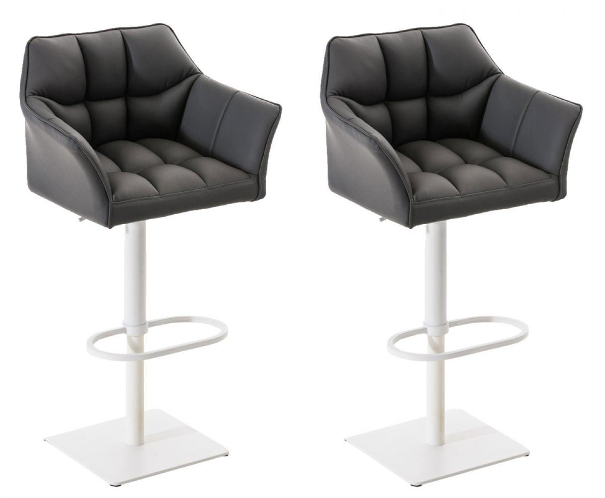 BARHOCKER 2er Set Lederlook Grau - Weiß/Grau, Textil/Metall (64/88/45cm) - CLP