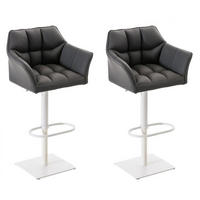 BARHOCKER 2er Set Lederlook Grau - Weiß/Grau, Textil/Metall (64/88/45cm) - CLP