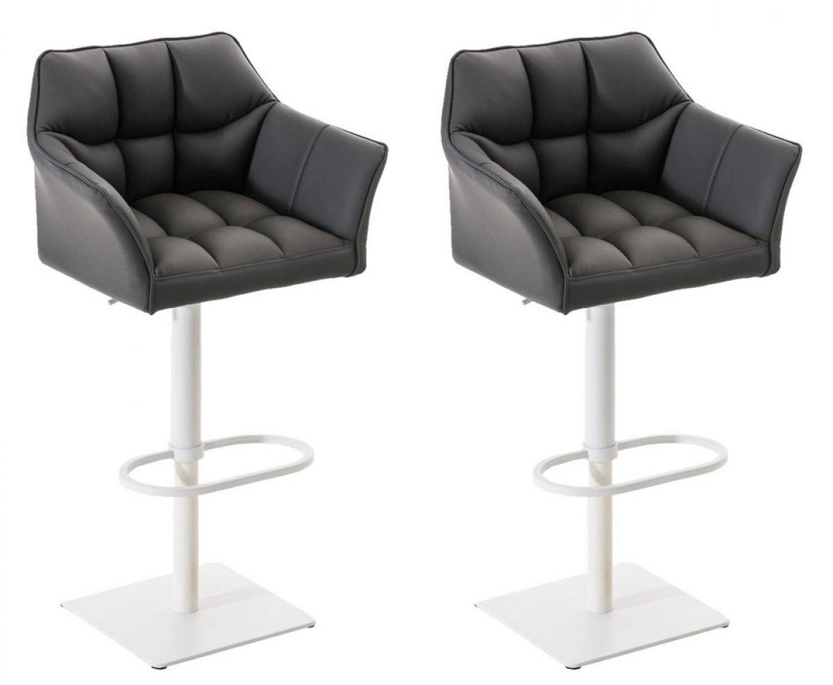 BARHOCKER 2er Set Lederlook Grau - Weiß/Grau, Textil/Metall (64/88/45cm) - CLP