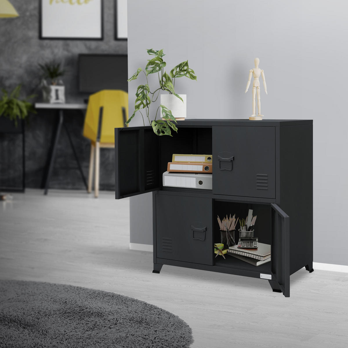 AKTENSCHRANK 75x40x80,5 cm Anthrazit aus Stahl - Anthrazit, Metall (40/80.5/75cm) - ML-DESIGN