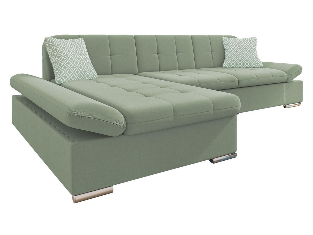 ECKSOFA Malwi, Seite: Links - Hellgrün, Holz/Textil (278/161cm) - MIRJAN24
