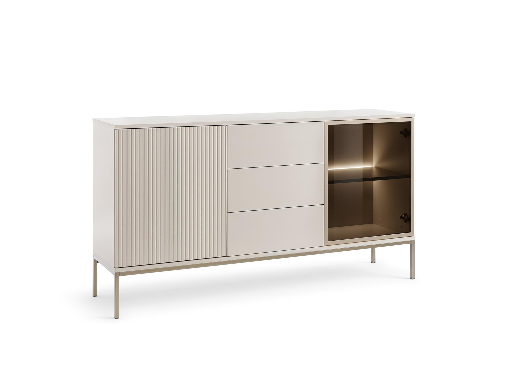 KOMMODE Sentino Kaschmir, Kombikommode mit LED - Kaschmir, Holzwerkstoff/Metall (154/83/39cm) - Bettso