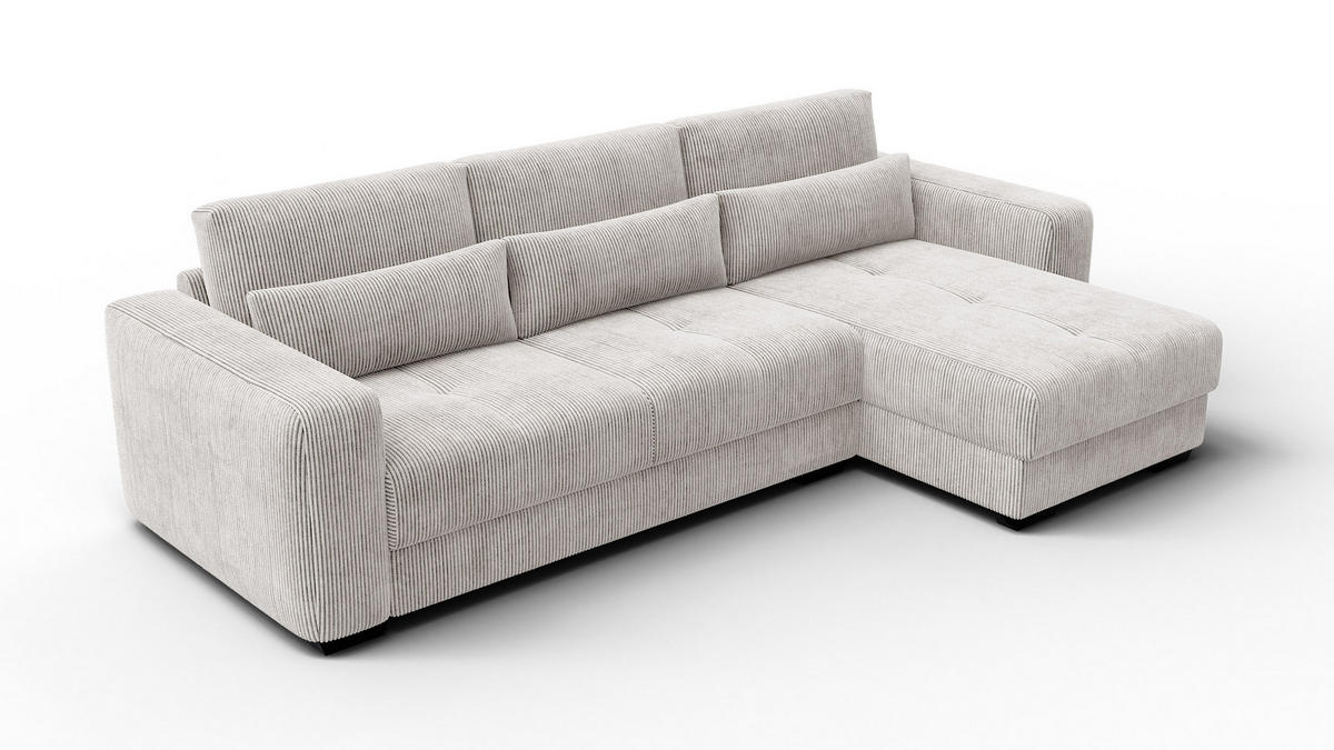 ECKSOFA OLI 4-Sitzer rechts, perlweiß - Weiß, Holz/Textil (295/172cm) - Courtois Laville