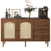 SIDEBOARD 130/40/75,5 cm in Holzfarbe mit Rattantüren im Landhausstil - Eichefarben, Holzwerkstoff (130/75.5/40cm) - BEAOK