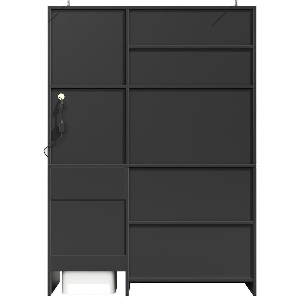DONJI kuhinjski element, 130/45/180 cm, MDF crna, s LED rasvjetom i staklenim vratima - crna, drvni materijal (130/180/45cm) - BEAOK