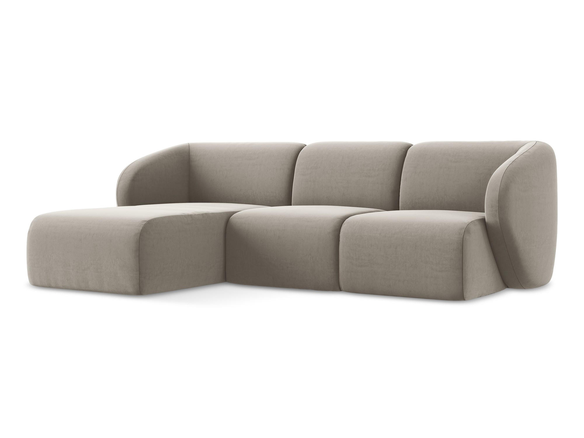 ECKSOFA Links Samt Stoff Grau - Taupe/Schwarz, Holzwerkstoff/Kunststoff (248/166cm) - Makamii
