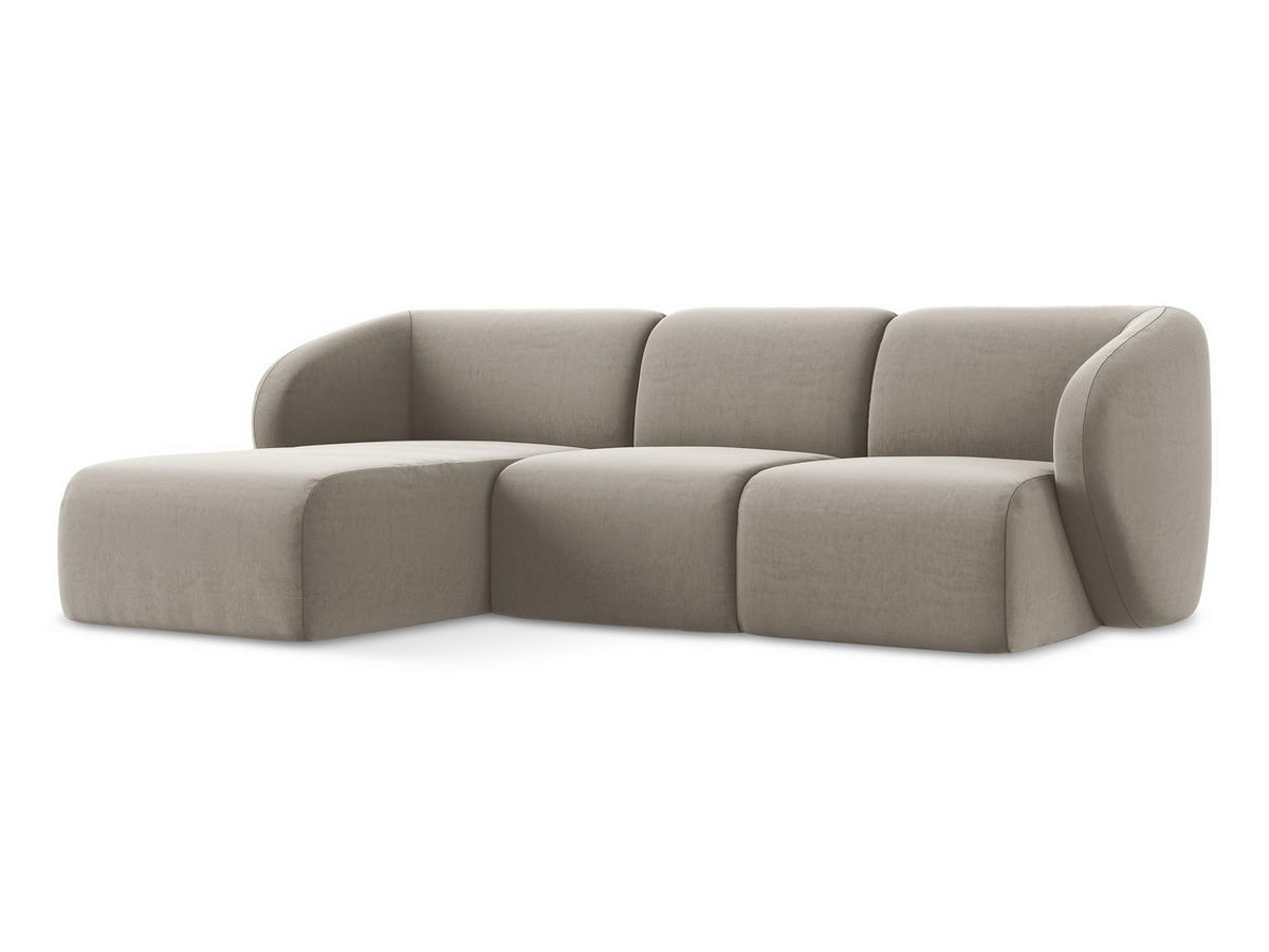 ECKSOFA Links Samt Stoff Grau - Taupe/Schwarz, Holzwerkstoff/Kunststoff (248/166cm) - Makamii