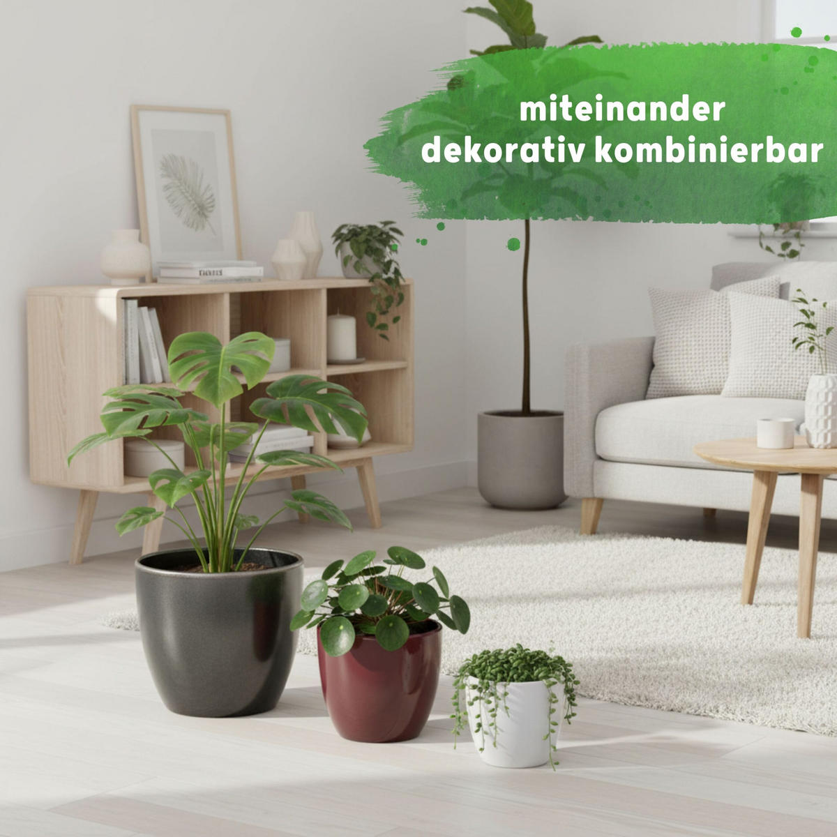 BLUMENTOPF Sylt Keramik rund glänzend Dunkelsilber Metallic 11/9 cm - Silberfarben, Keramik (9.5cm) - LENI