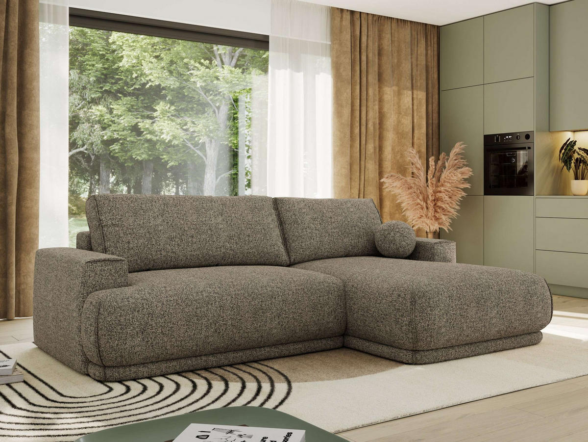 ECKSCHLAFSOFA RINA L Grau Strukture - rechts - Schwarz/Grau, Kunststoff/Textil (170/267cm) - MKS