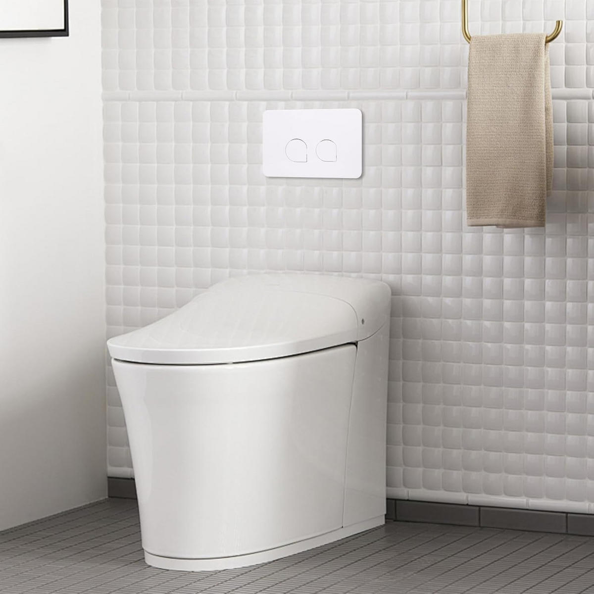 WC-SPÜLTASTE– Kompatibel mit den Geberit-Serien Sigma 01, 20 und 30 – Weiß - Weiß, Metall (31/5.5/18.5cm)