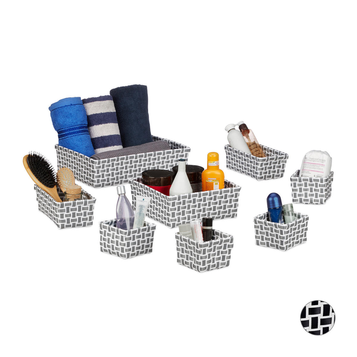 8XAUFBEWAHRUNGSKORB - Weiß/Grau, Kunststoff/Metall (35.5/10/25.5cm) - Relaxdays