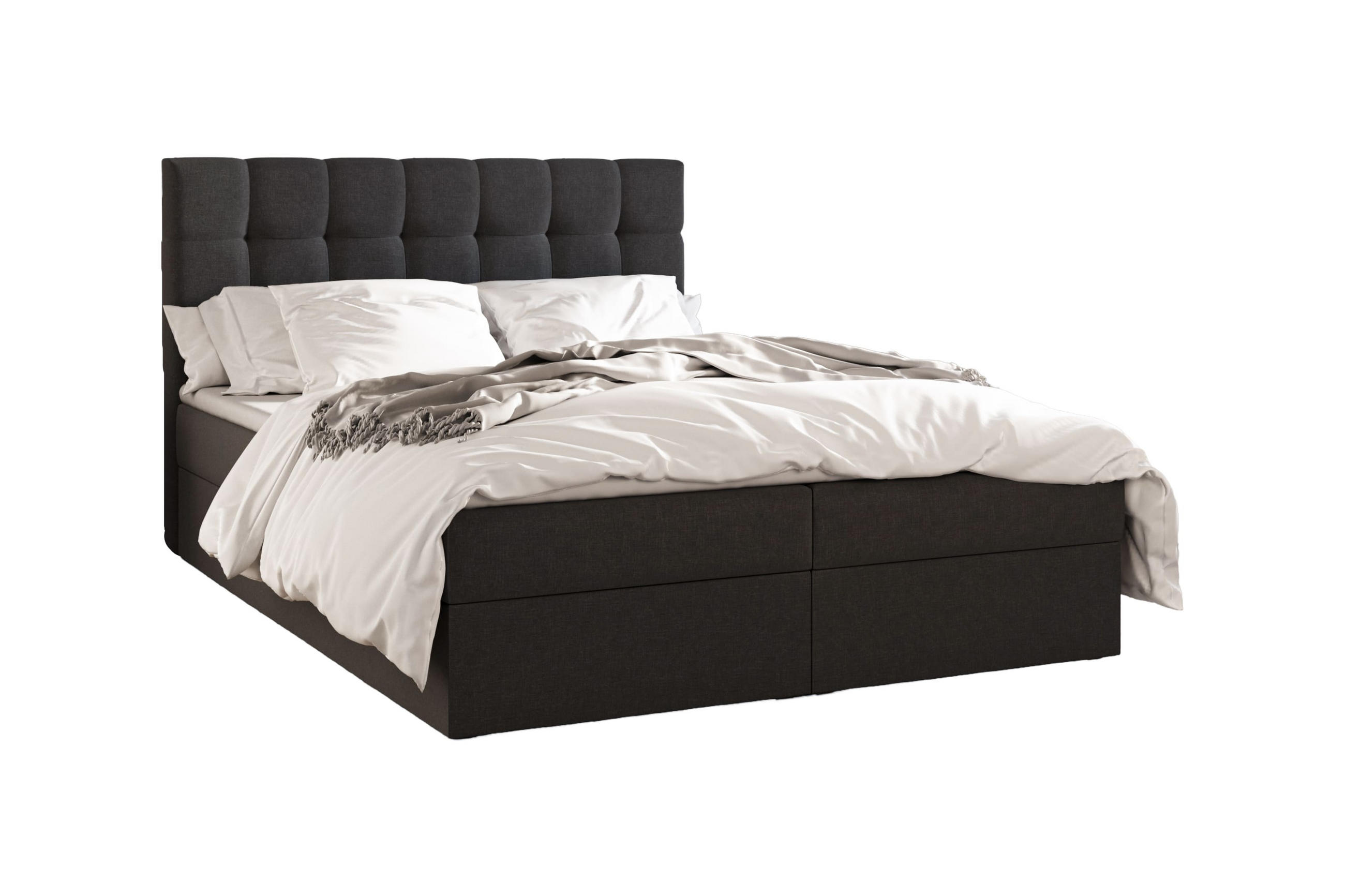BOXBETT - Bett 05 OSLO - Hugo - 140x200 cm - mit Bettkasten und Waschbarem Topper - Schwarz, Holz (140/200cm) - ROYAL24_MARKT