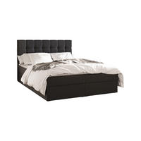 BOXBETT - Bett 05 OSLO - Hugo - 140x200 cm - mit Bettkasten und Waschbarem Topper - Schwarz, Holz (140/200cm) - ROYAL24_MARKT