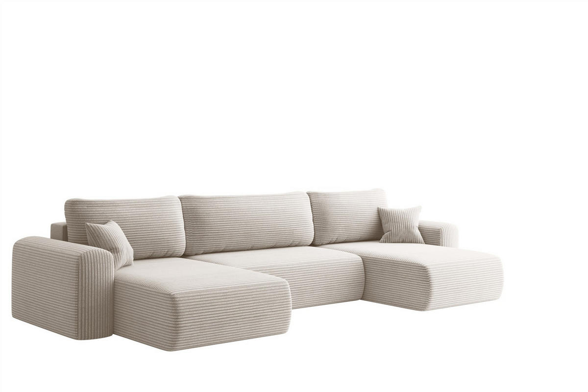 WOHNLANDSCHAFT Flora In Poso - Weiß, Holzwerkstoff/Textil (362/83/145cm) - Fun Möbel