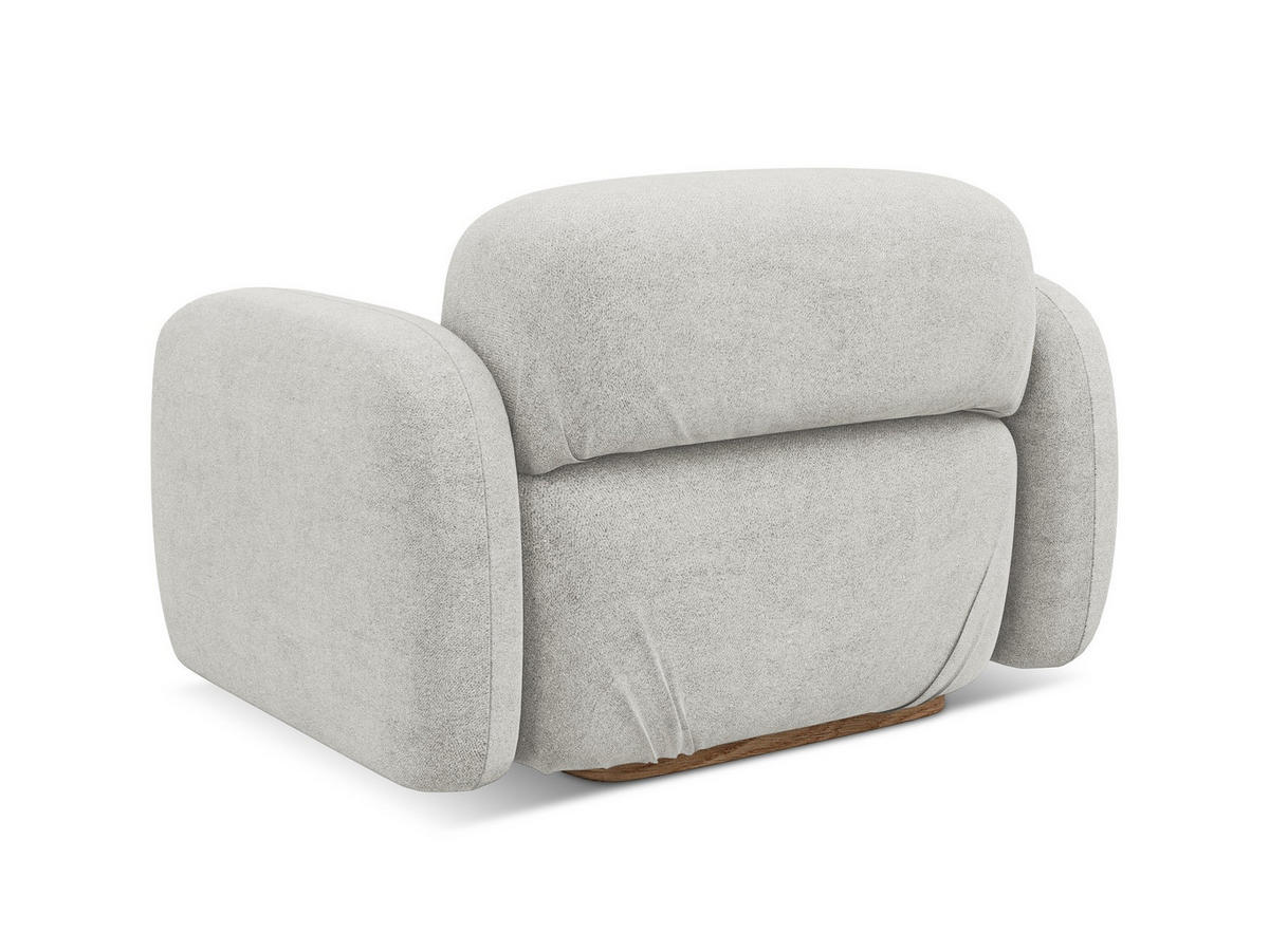 SESSEL Bouclé Stoff Grau - Silberfarben/Braun, Holz/Textil (110/73/95cm) - Makamii