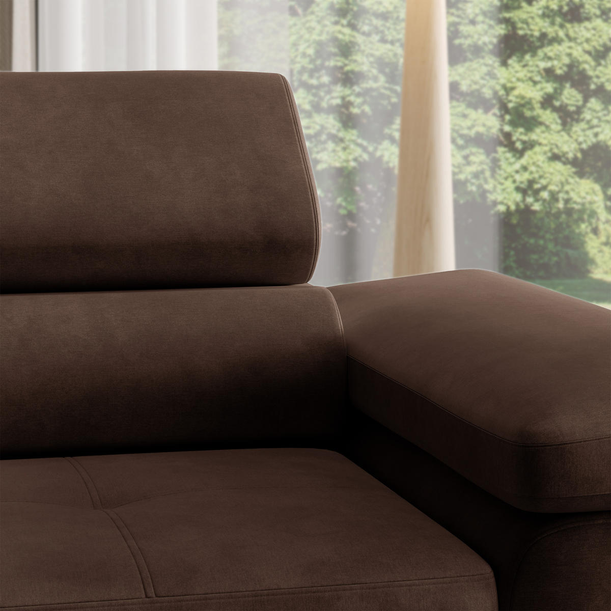 MASSENO Relaxační Křeslo CALVO, Velurová látka Hnědá - hnědá, kompozitní dřevo (133/87/98cm) - MASSENO