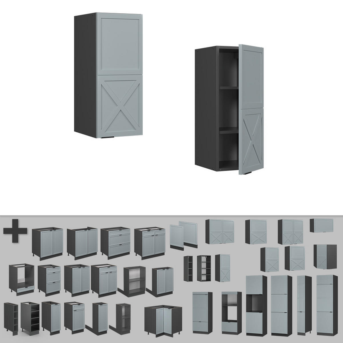 HÄNGESCHRANK Fame-Line Hellblau-grau 30 cm - Anthrazit/Blaugrau, Holzwerkstoff (30/72/34.1cm) - Vicco