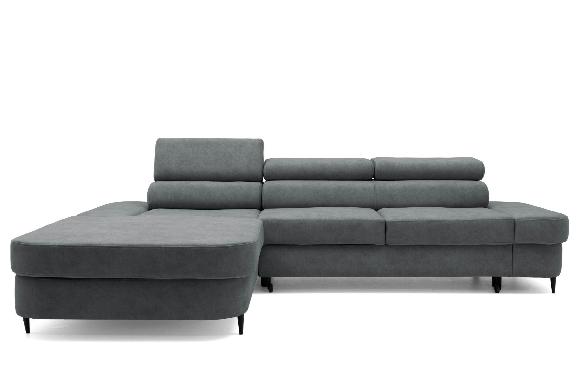 ECKSOFA JAZZ L Links mit Schlaffunktion 127x216 Velours Grau - Schwarz/Grau, Holz/Textil (285/237cm) - Muffo