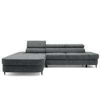 ECKSOFA JAZZ L Links mit Schlaffunktion 127x216 Velours Grau - Schwarz/Grau, Holz/Textil (285/237cm) - Muffo