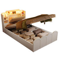KINDERBETT 90/200 cm Weiß mit Stauraum, LED-Beleuchtung und USB- und Type-C-Anschlüssen - Weiß, Holz (90/200cm) - Flora Grace