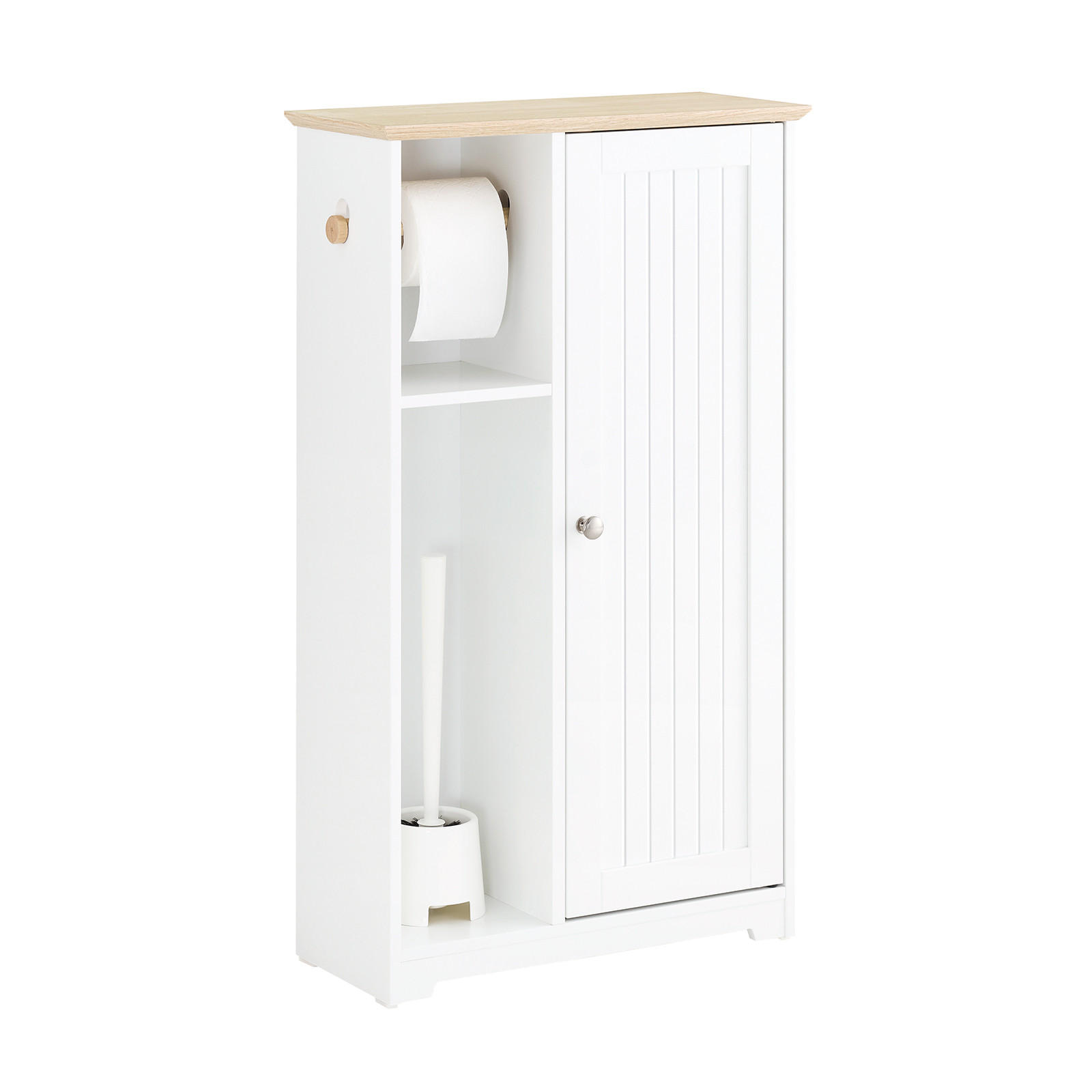 BADEZIMMERSCHRANK Weiß - Weiß/Naturfarben, Holz/Holzwerkstoff (50/86/21cm) - SoBuy