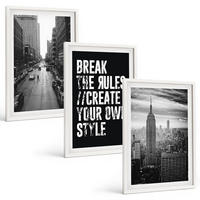 BILDER SET 3er Set - 40x60 cm Weißer Rahmen - Inspiration für Schwarz-Weiß-Darstellungen von Stadtstraßen - Weiß, Kunststoff (40/60cm) - TULUP