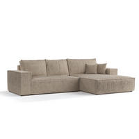ECKSOFA Maze Hellbraun Plüsch - Rechts Seite - Schwarz/Cappuccino, Holz/Holzwerkstoff (294/185cm) - Maison de Reve