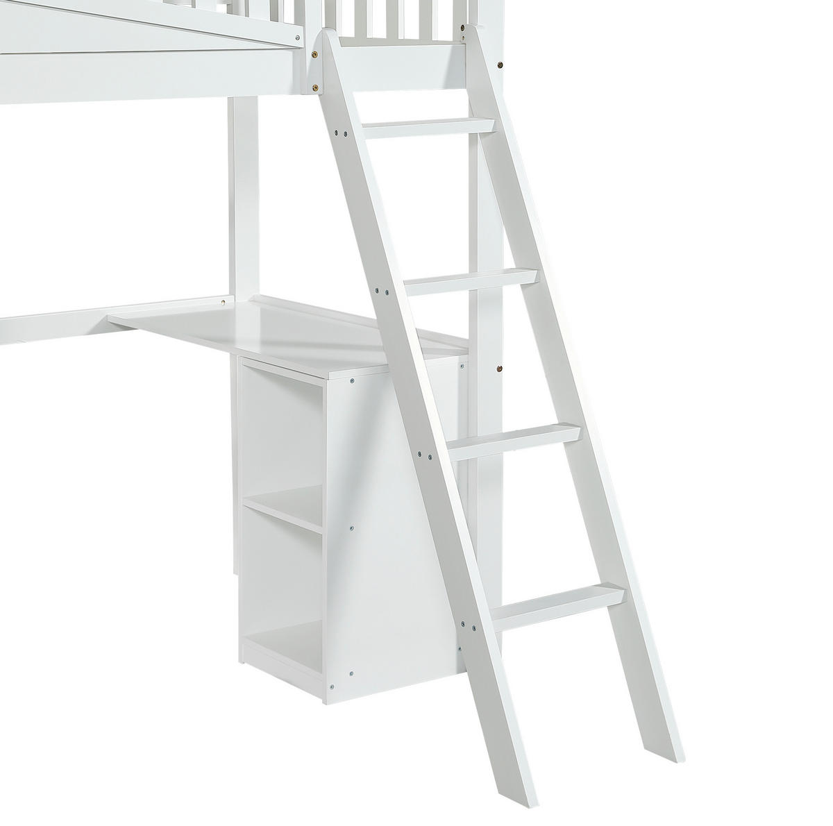 HOCHBETT 90/200 cm Weiß mit Rutsche, Tisch und Kleiderschrank ohne Matratze - Weiß, Holz (90/200cm) - MIVRAY