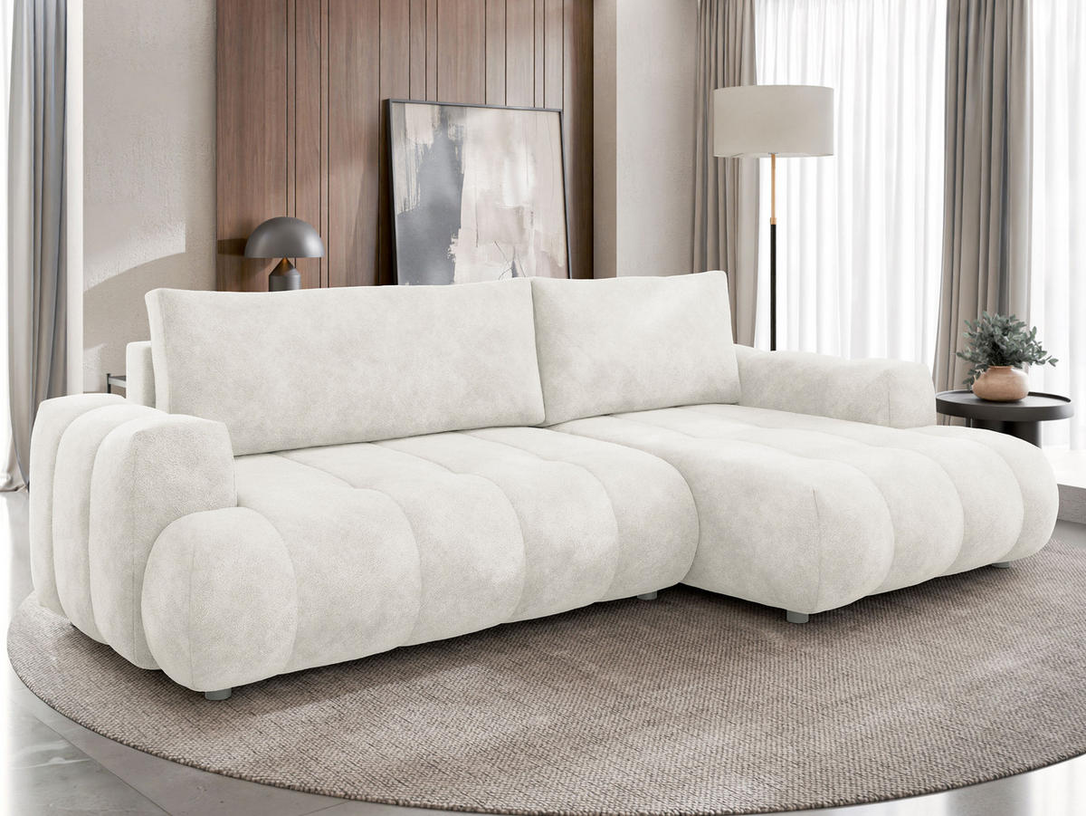 ECKSOFA Haiti, Seite: Rechts 2R+LC - Creme/Schwarz, Holz/Textil (276/156cm) - MIRJAN24