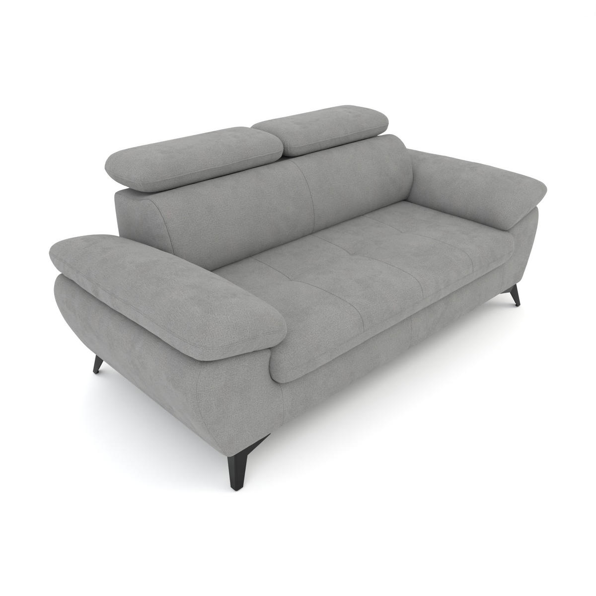 2,5-SITZER Karlstad Chenille Grau verstell. Kopfstützen B 194 cm - Hellgrau, Kunststoff/Textil (194/84/100cm) - foamnova