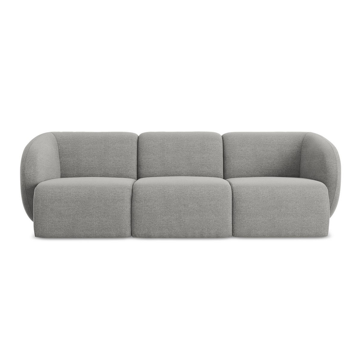 3-SITZER SOFA Bouclé Stoff Grau - Hellgrau/Schwarz, Holzwerkstoff/Kunststoff (244/75/94cm) - LaMiaSofa