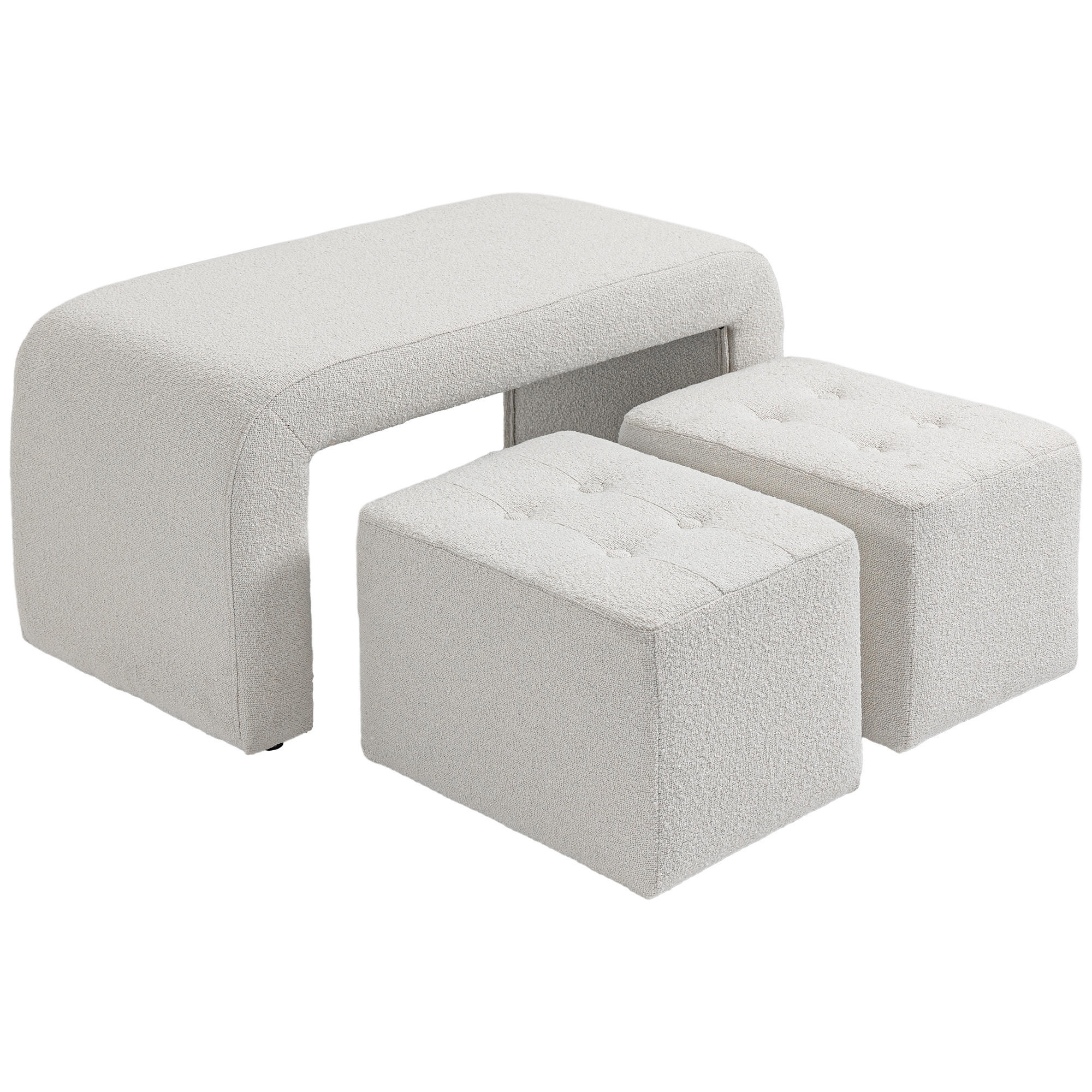 FUSSHOCKER 3 tlg., Sitzhocker, Weiß - Weiß, Kunststoff (42.5/45/89cm) - HOMCOM