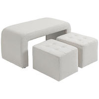 FUSSHOCKER 3 tlg., Sitzhocker, Weiß - Weiß, Kunststoff (42.5/45/89cm) - HOMCOM