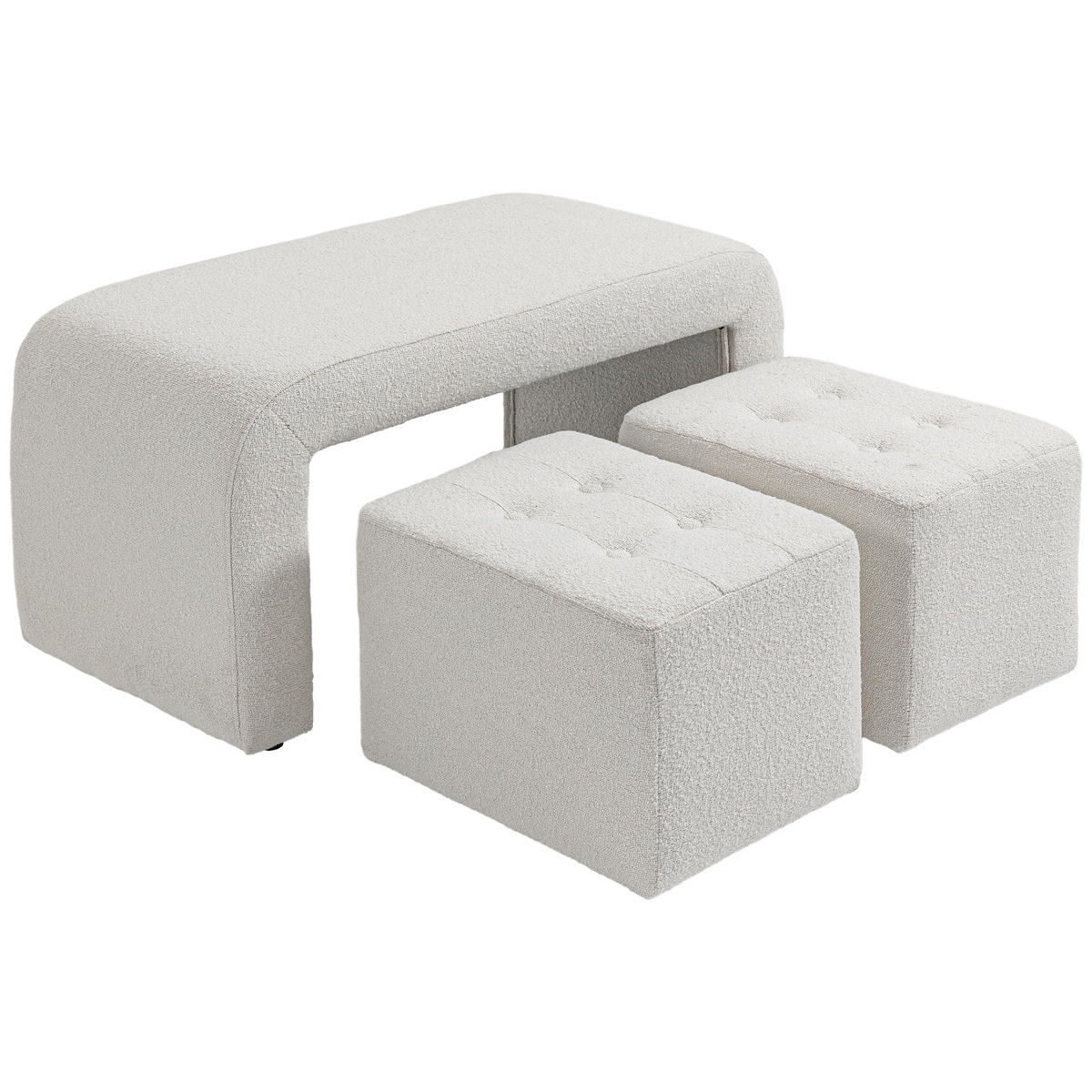 FUSSHOCKER 3 tlg., Sitzhocker, Weiß - Weiß, Kunststoff (42.5/45/89cm) - HOMCOM