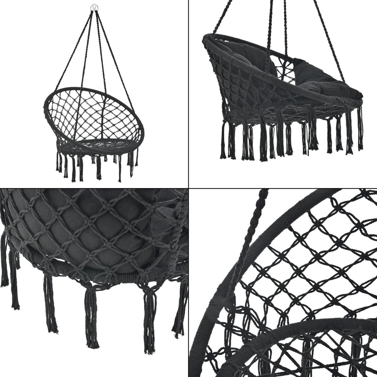 HÄNGESESSEL Kailua - Schwarz, Textil (80/135/80cm) - casa.pro