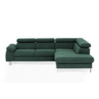 ECKSOFA mit Schlaffunktion und Bettkasten - Chromfarben/Grün, Holz/Textil (207/249cm) - Cotta