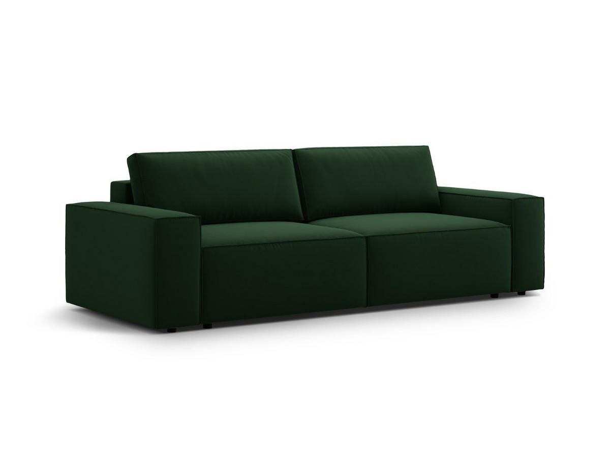 SOFA ausklappbar mit Bettkasten Jodie aus Samt flaschengrün 3 Sitzplätze - Dunkelgrün, Textil (107/86/247cm) - Micadoni