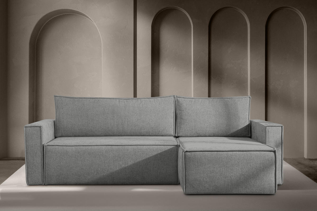 UNIVERSAL-ECKSOFA NAPI II mit Schlaffunktion, grau - Grau, Textil (246/148cm) - KONSIMO®