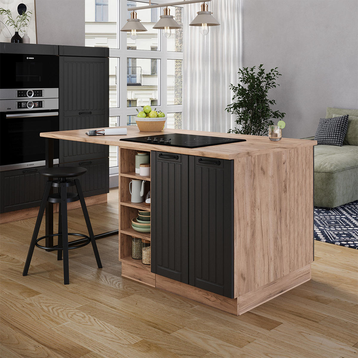 KUCHYŇSKÝ OSTROV Fame-Line Tmavě šedá - tmavě šedá, kompozitní dřevo (90/82/60cm) - Vicco