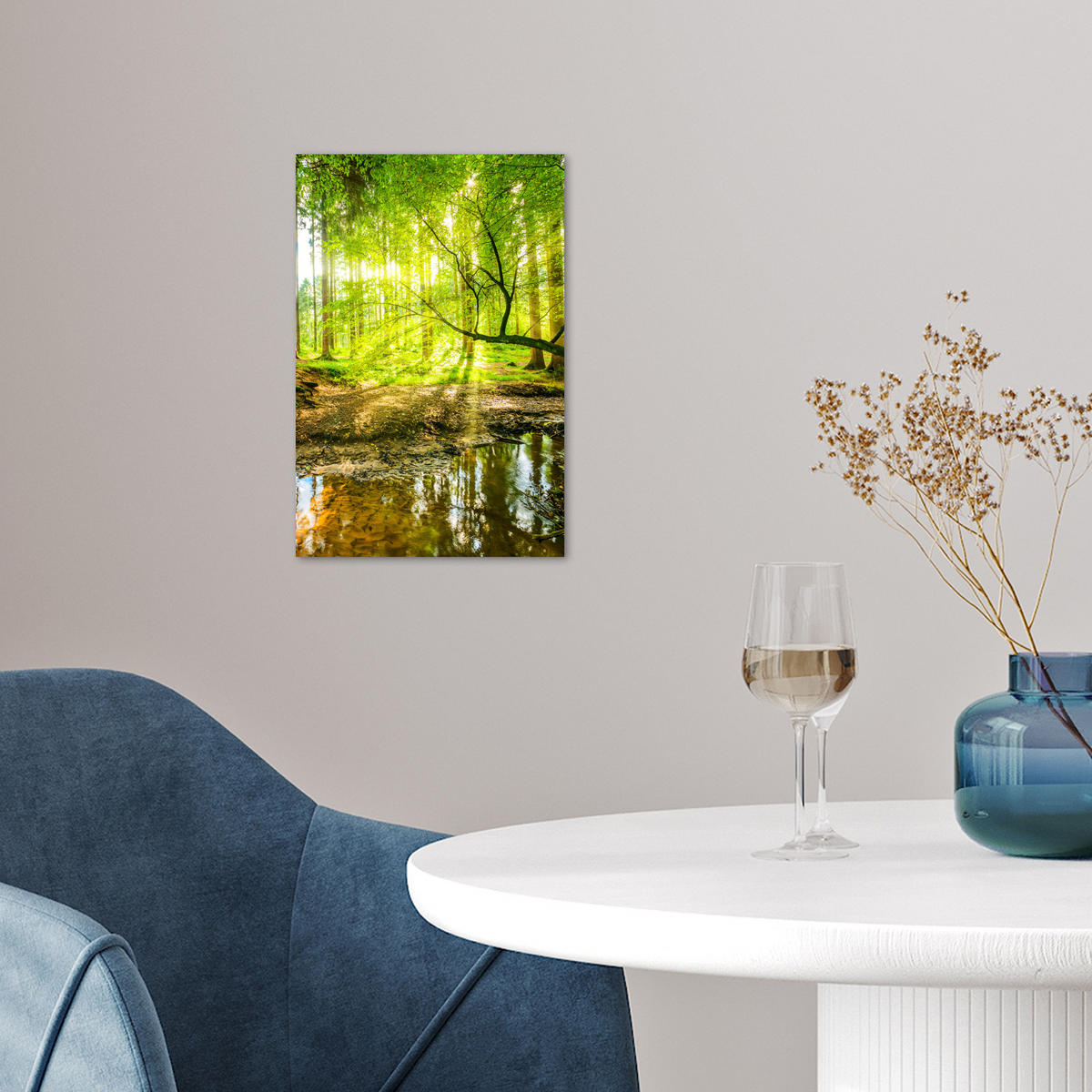 POSTER Wald - Landschaft - Wasser - Bäume - Sonne - Grün - Natur 20x30 cm - Grün, Papier (20/30/0.1cm) - MuchoWow