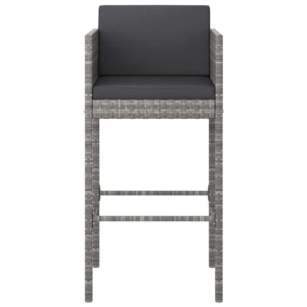 BARHOCKER 2er set Mit Kissen Grau Poly Rattan - Grau, Kunststoff (50/100/48cm) - vidaXL