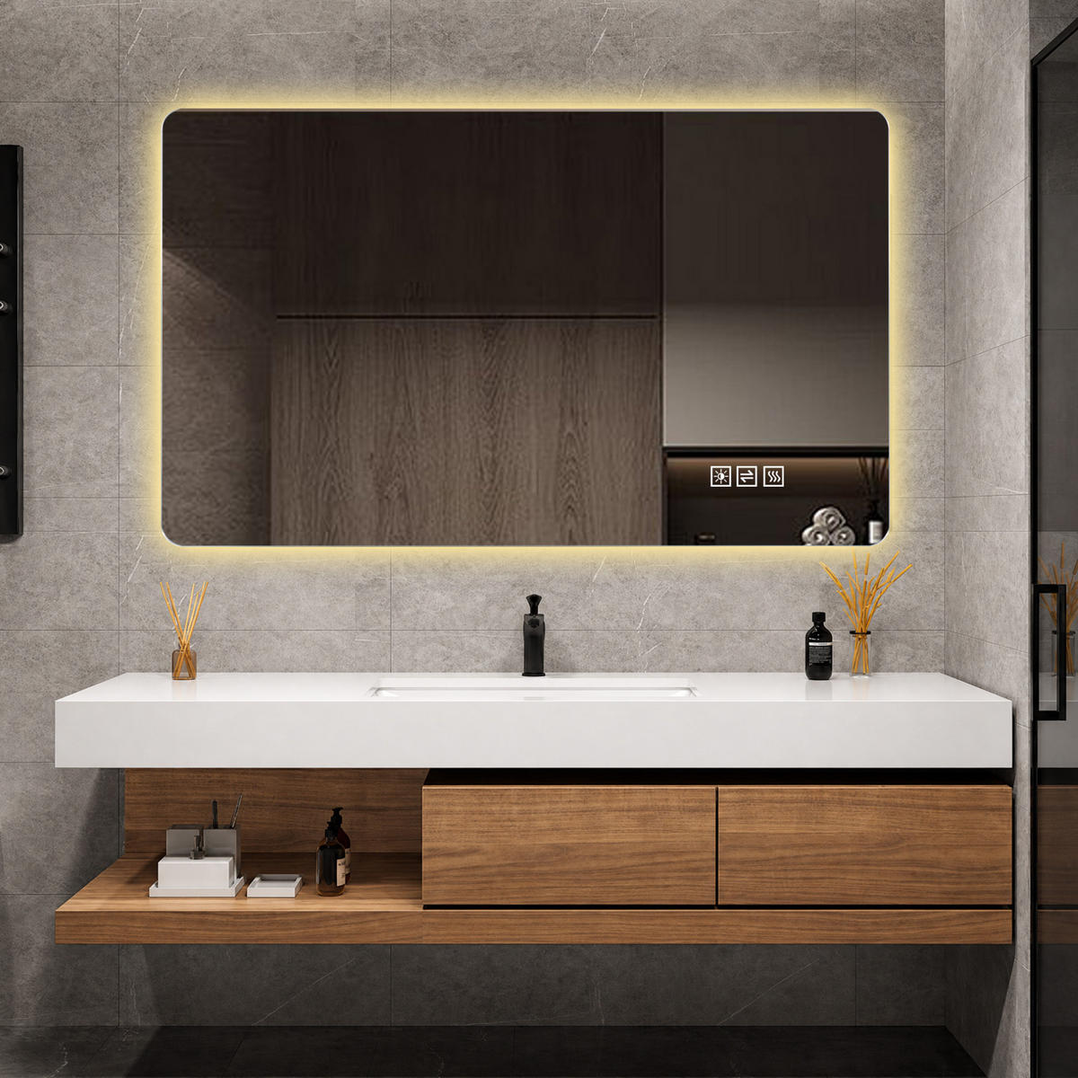 WANDSPIEGEL 60/2,9/100 cm silber aus Glas und Metall mit Anti-Beschlag - Silberfarben, Glas (60/2.9/100cm) - OKWISH