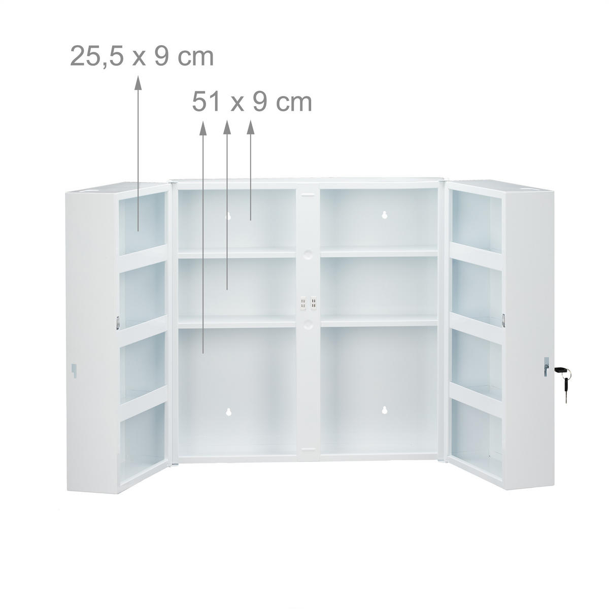 MEDIZINSCHRANK - Weiß, Metall (53/53.5/19cm) - Relaxdays