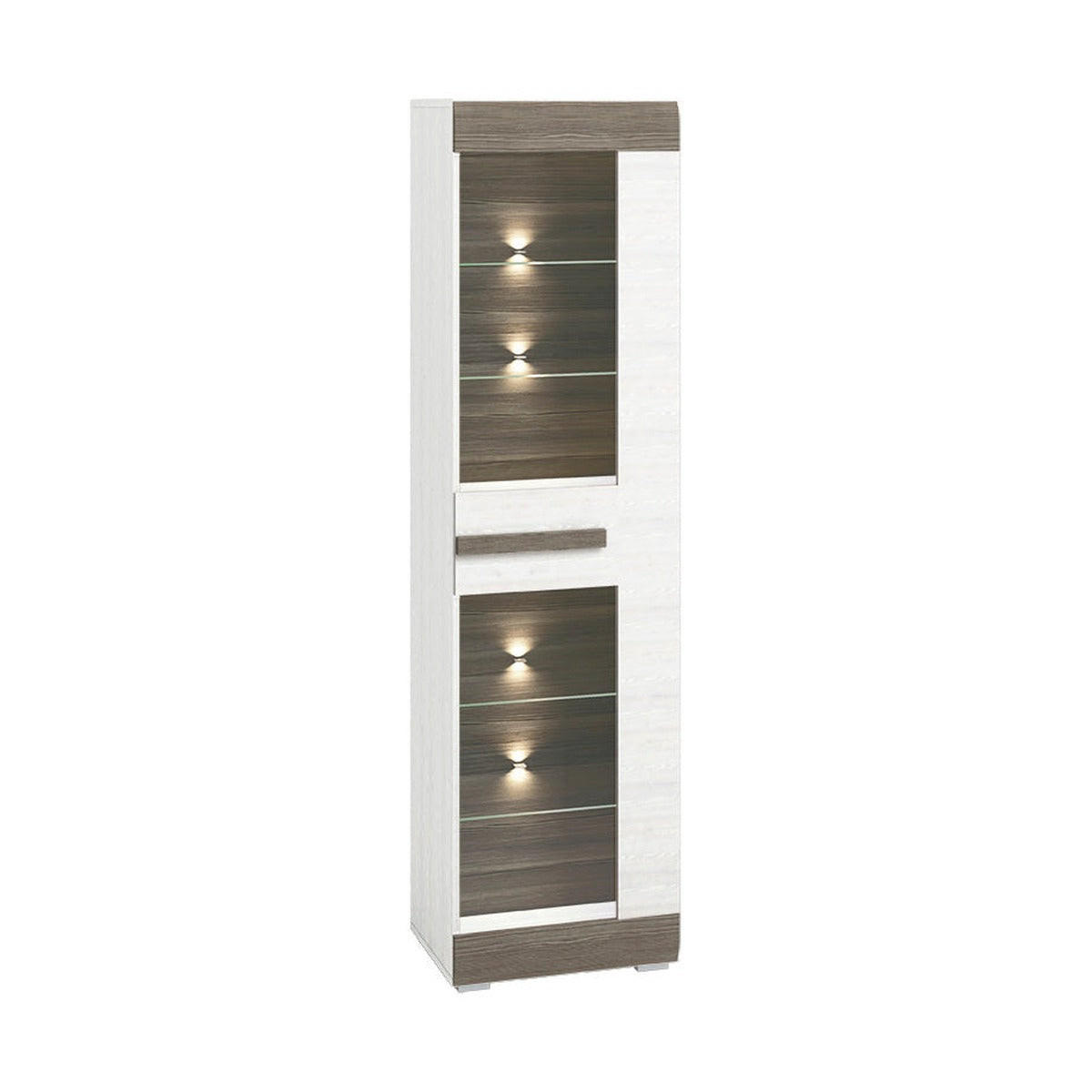 VITRINE – 55 cm – Blanco – Grau / Kieferfarben - Grau/Kieferfarben, Holzwerkstoff (55/202/42cm) - hi-markt
