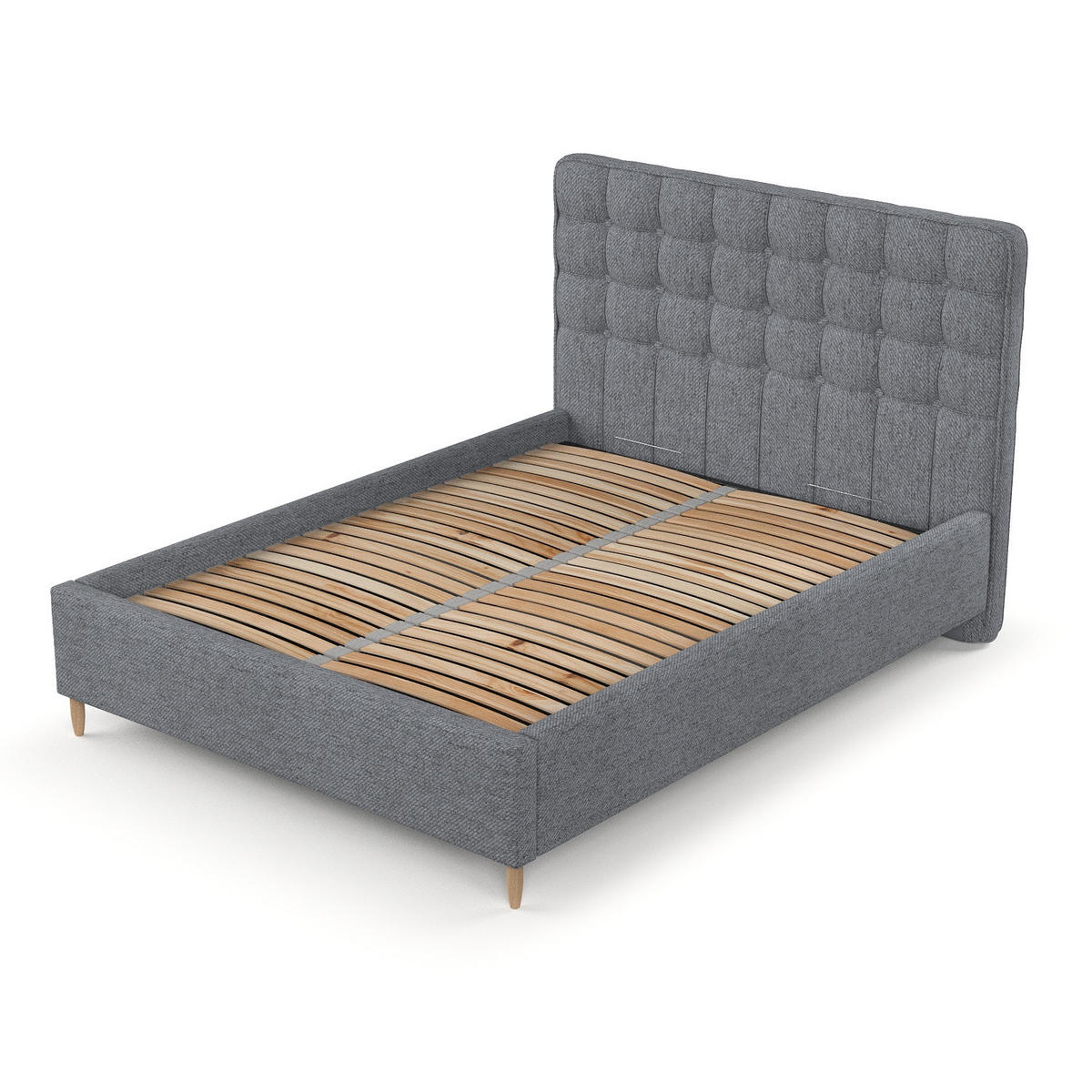 POLSTERBETT Paloma 120/200 cm Grau im Neve Stoff - Naturfarben/Grau, Holz/Holzwerkstoff (120/200cm) - AltaBeds