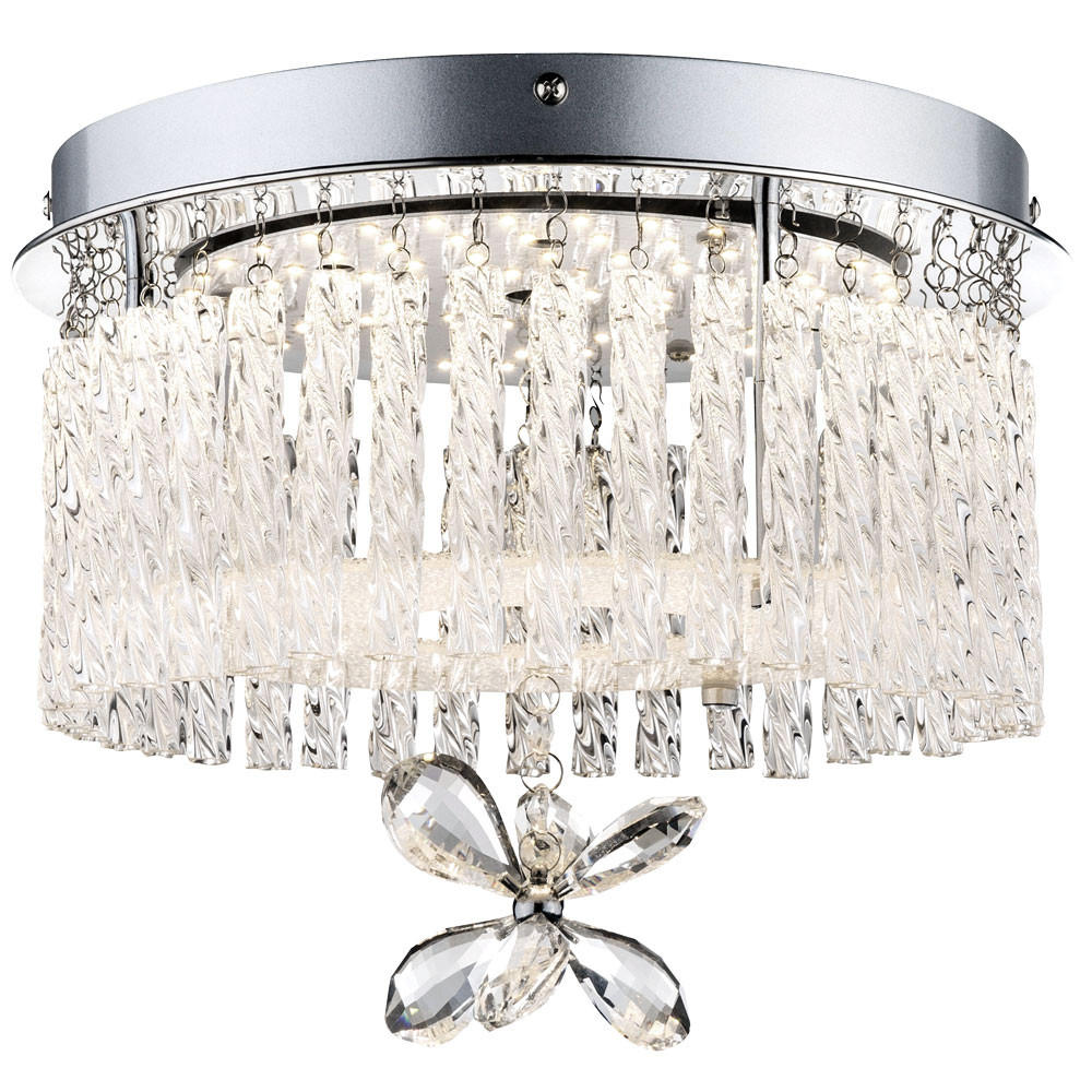 LED DECKENLEUCHTE MATHILDA Klar Kristalloptik - Klar, Glas (28/28/22cm) - Globo Lighting