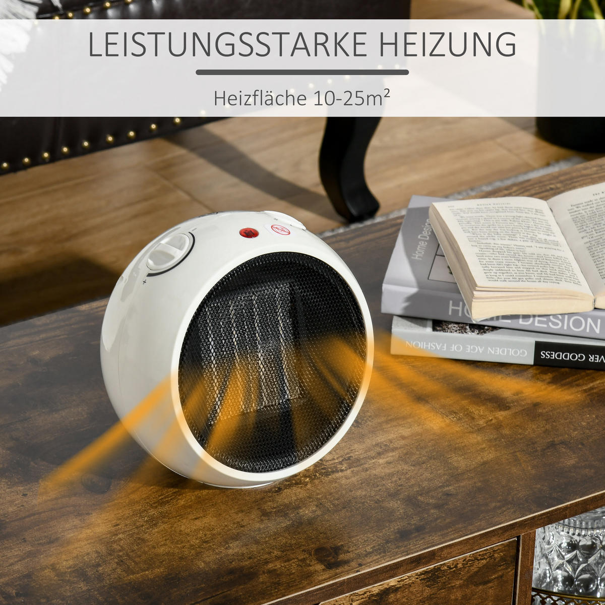HEIZLÜFTER Heizgerät Elektroheizer Heizer Heizung Wärme 900W/1500W Weiß+Schwarz - Weiß, Kunststoff (18.5/21/22cm) - HOMCOM